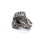 side of the Mesh Skull Ring in silver from the han cholo skulls collection
