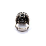 back of the Mesh Skull Ring in silver from the han cholo skulls collection