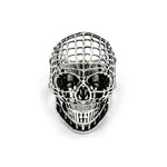 front of the Mesh Skull Ring in silver from the han cholo skulls collection