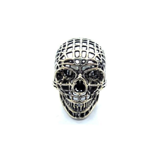  of the Mesh Skull Ring in silver from the han cholo skulls collection