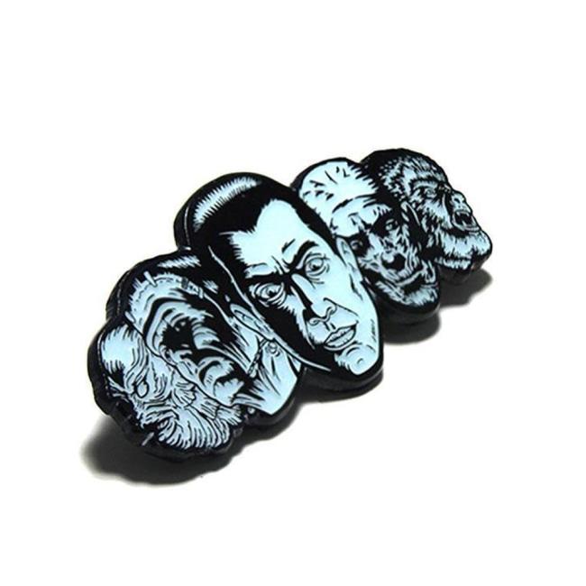 another angle of the monster squad pin  from the universal monsters jewelry collection