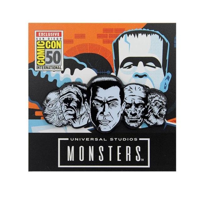 front of the monster squad enamel pin on a universal monsters pin card