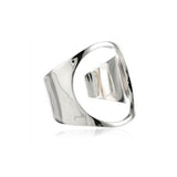 left angle of Open Space Cuff in silver from the han cholo alien collection