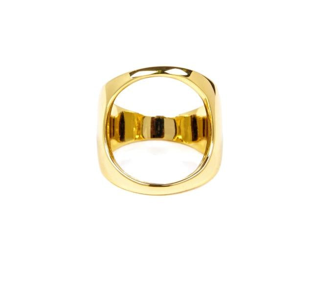 front of the Open Space Ring in gold from the han cholo alien collection