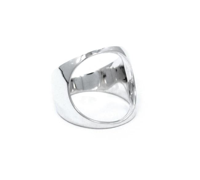 left angle of the Open Space Ring in silver from the han cholo alien collection