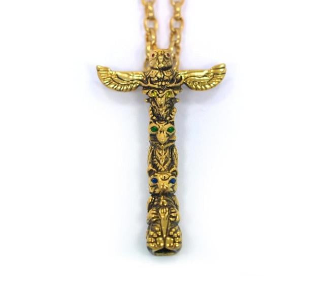 Peace Pipe Pendant Gold Ss Necklaces