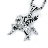 angle of the Pegasus Pendant in silver from the han cholo fantasy collection