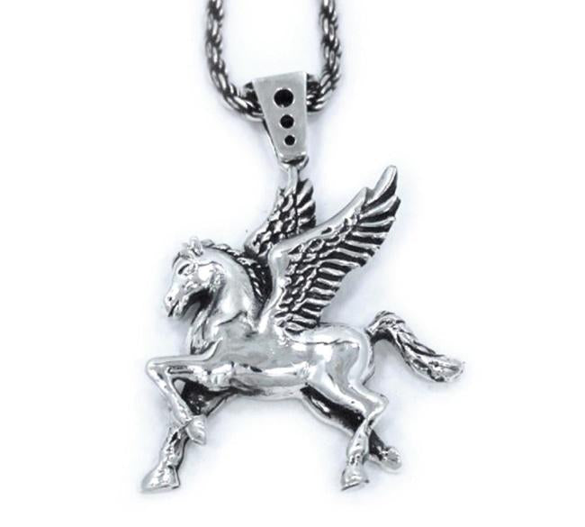 front of the Pegasus Pendant in silver from the han cholo fantasy collection