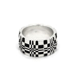 right side of the Pixel Ring in silver from the han cholo precious metal collection
