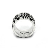 profile view of the Pixel Ring in silver from the han cholo precious metal collection