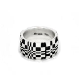 Front of the Pixel Ring in silver from the han cholo precious metal collection