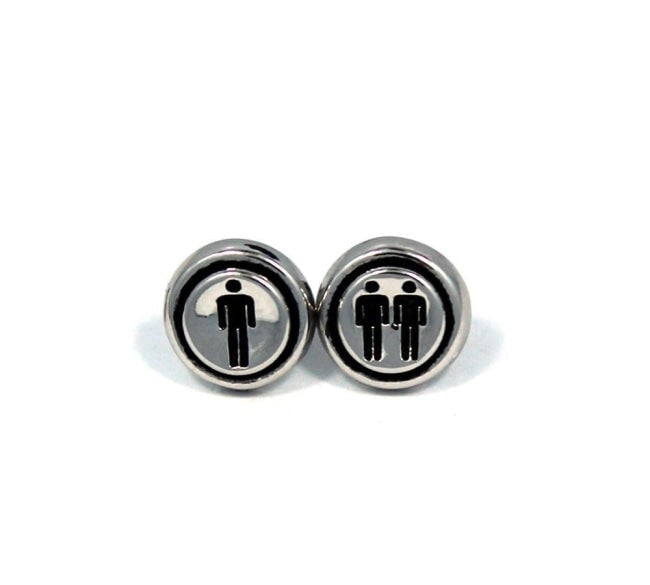 front view of the Player 1 player 2 Earrings on a white background