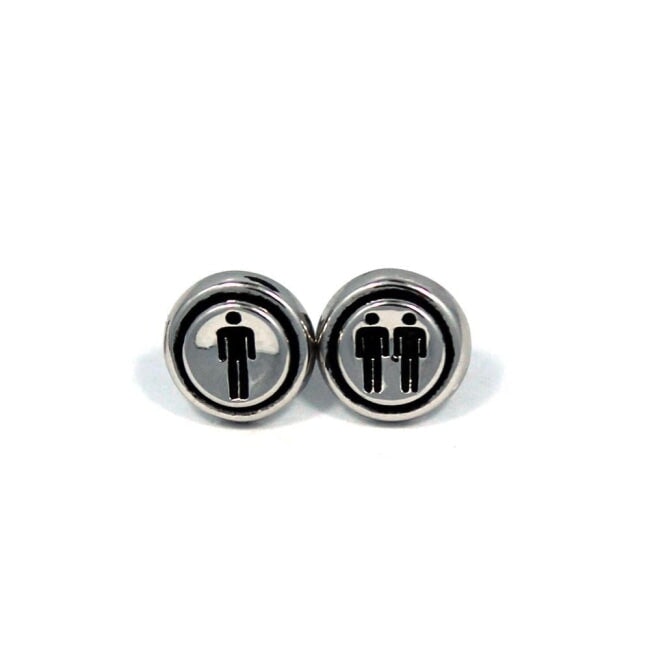 front view of the Player 1 player 2 Earrings on a white background