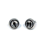front view of the Player 1 player 2 Earrings on a white background
