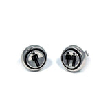 front view of the Player 1 player 2 Earrings on a white background