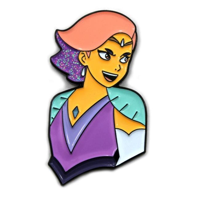 up close and angled view of the Queen Glimmer Enamel Pin