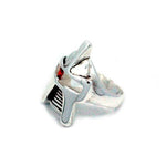 left side of the Raider Ring in silver from the han cholo alien collection
