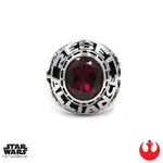 front of the Rebel Class Ring in silver from the han cholo star wars collection