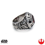 right side of the Rebel Class Ring in silver from the han cholo star wars collection