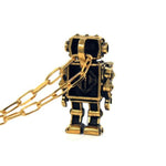 back view of the Robot Pendant in gold on a white background