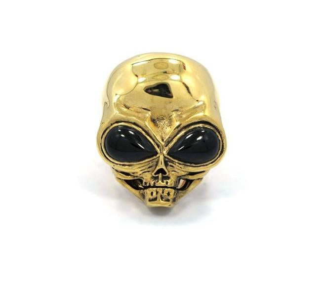 front of the Roswell Ring in gold from the han cholo alien collection