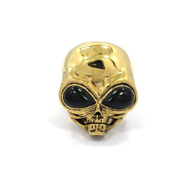 front of the Roswell Ring in gold from the han cholo alien collection