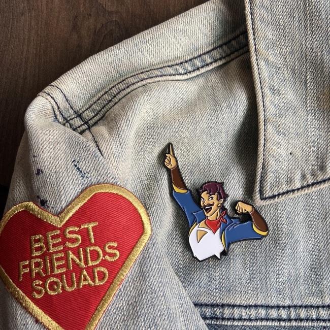 She-ra Seahawk Adventure Pin on Denim Jacket with Best Friend Squad Patch