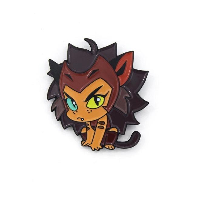 front view of the catra chibi enamel pin showing detail up front