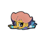 front view of the glimmer chibi enamel pin showing detail up front