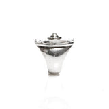 left side of the Shield Of Orion Ring in silver from the han cholo fantasy collection