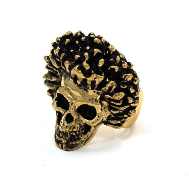 left side of the Sid Skull Ring in gold from the han cholo skulls collection