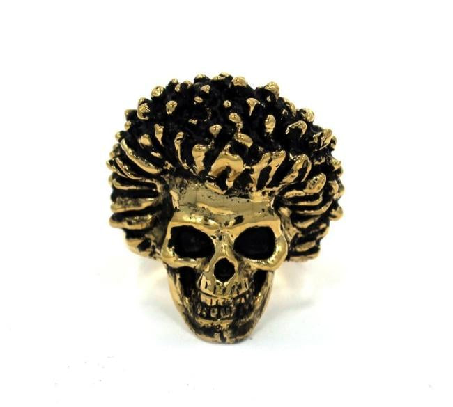 front of the Sid Skull Ring in gold from the han cholo skulls collection