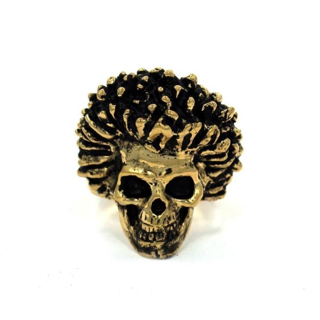 front of the Sid Skull Ring in gold from the han cholo skulls collection