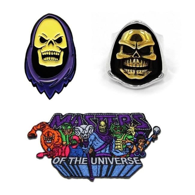 skeletor from masters of the universe ring, skeletor enamel pin, skeletor iron on patch