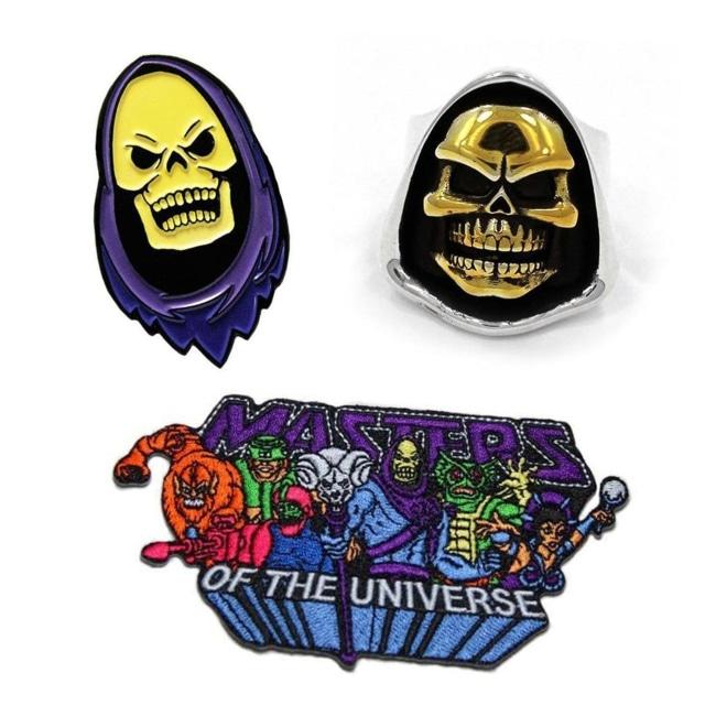 skeletor from masters of the universe ring, skeletor enamel pin, skeletor iron on patch