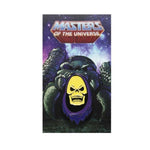 front of the Skeletor enamel pin on an officially licensed pin card