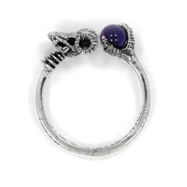 aerial shot of the Skeletor havoc Ring in silver from the masters of the universe jewelry collection