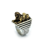 Sphynx Ring Sterling Silver .925 W/ Gold Brass / 9 Pm Rings