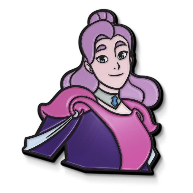 front angled view of the Spinerella enamel pin from she-ra and the princesses of power