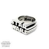 left side of the Star Wars Logo Ring in silver from the star wars collection