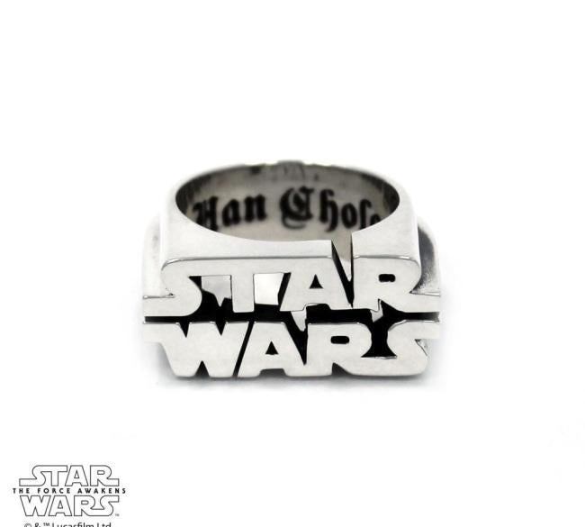 front of the Star Wars Logo Ring in silver from the star wars collection