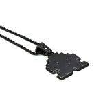 left angled view of the Stoney invader pendant in gunmetal on a white background