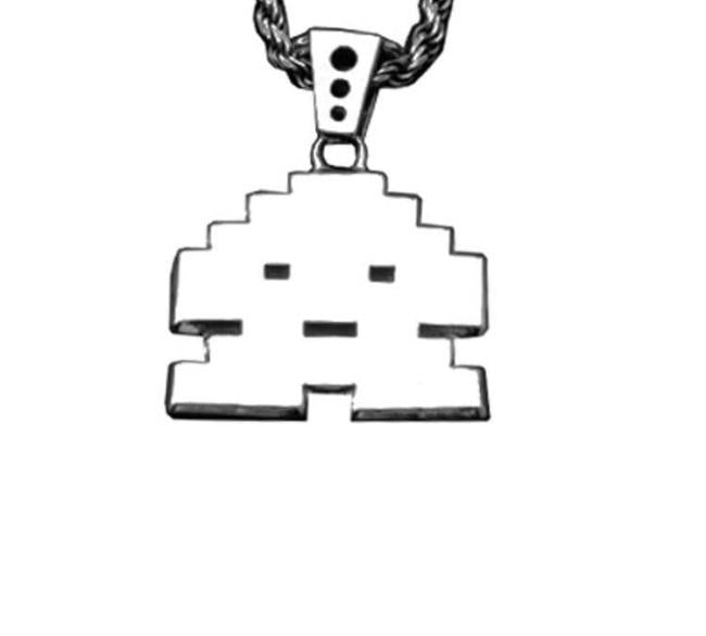 front view of the Stoney invader pendant in silver on a white background