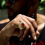 Sun God Ring, God Ring, King Ring, Garnet Ring, Mens Ring, Han Cholo Ring, Red stone ring