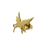 close up shot of one swift wind stud earring shown at an angled view