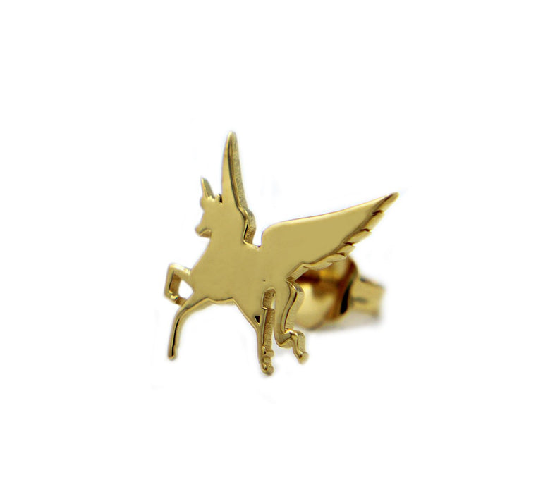 close up shot of one swift wind stud earring shown at an angled view