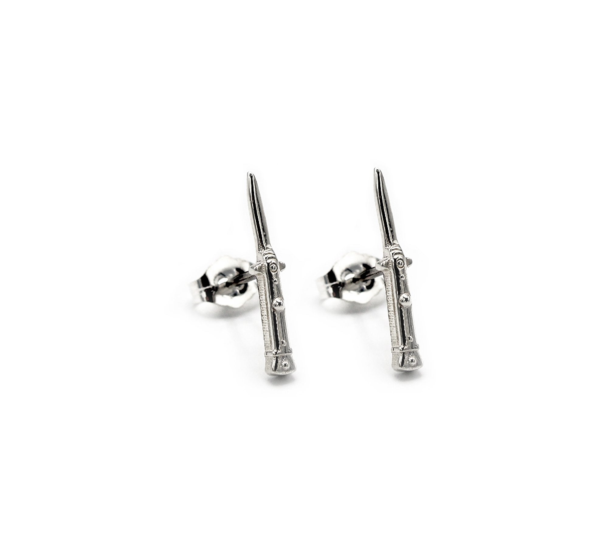 Switchblade stud earrings in sterling silver from Han Cholo 