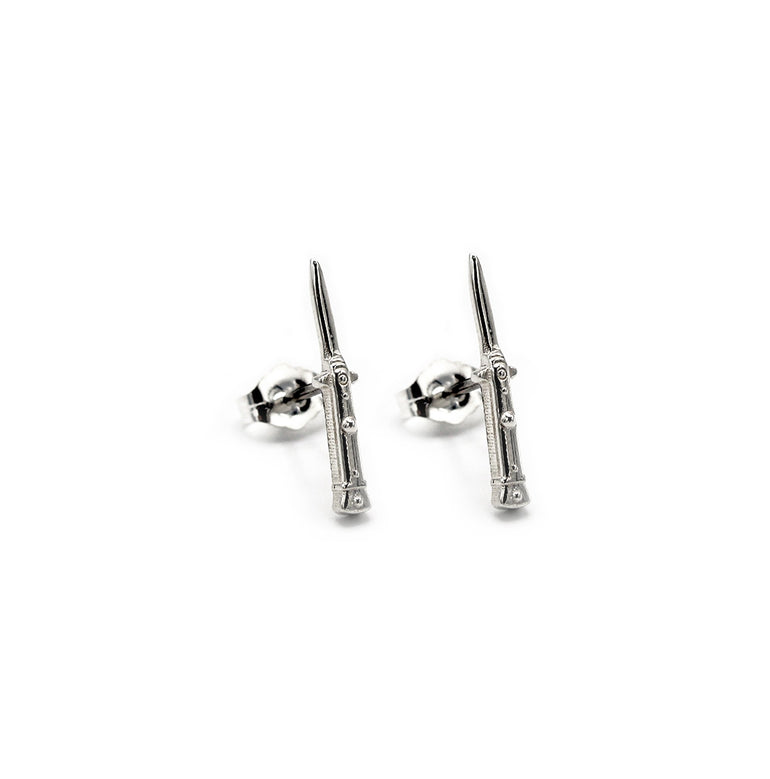Switchblade stud earrings in sterling silver from Han Cholo 