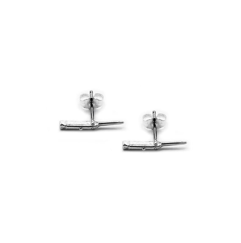 Knife earrings in .925 Sterling silver, unique women's stud earrings