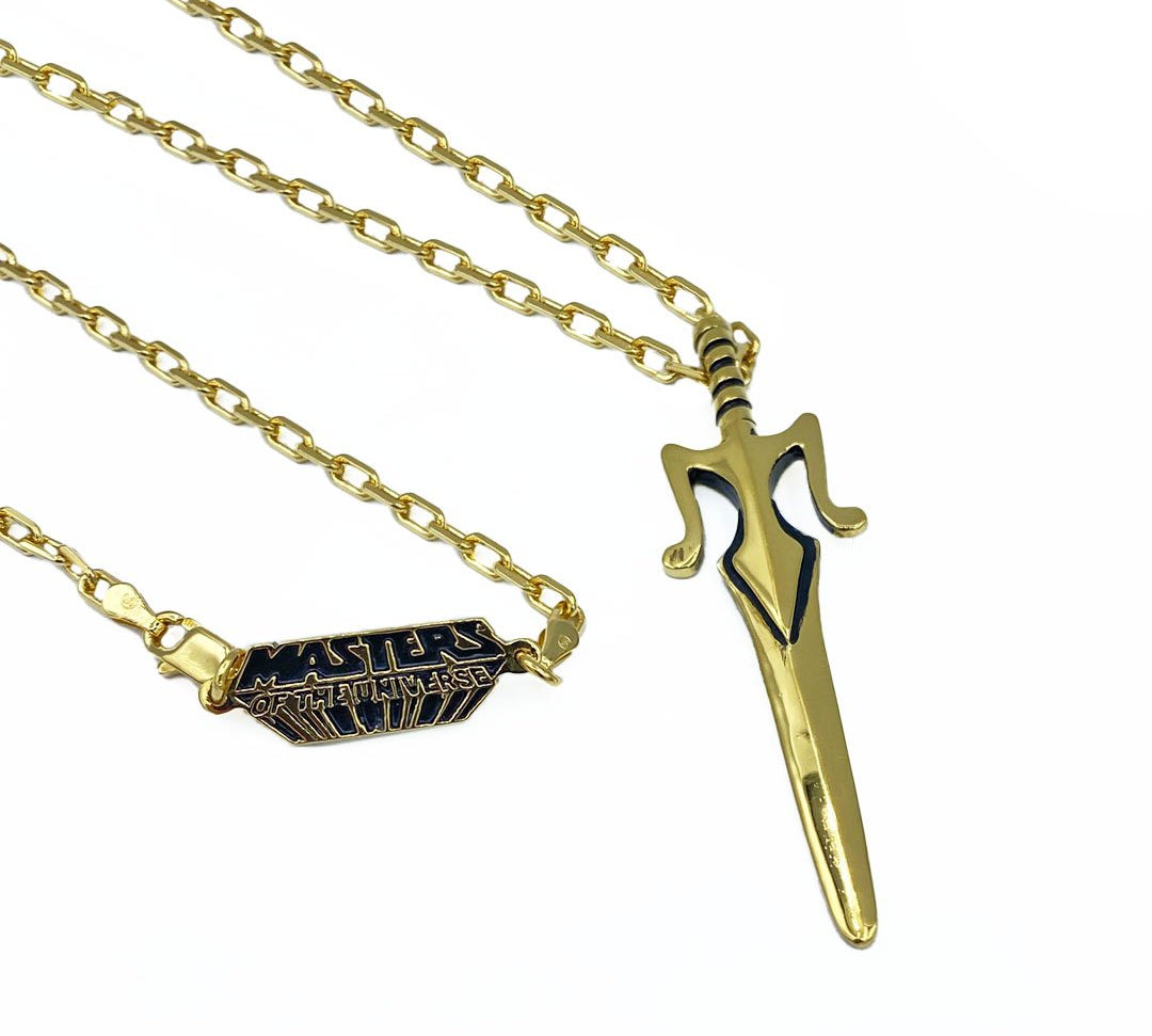 masters of the universe merch, sword necklace, gold necklace